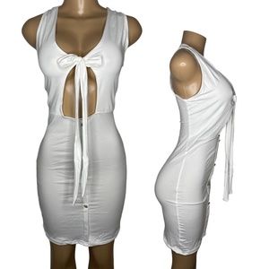 New Size L Stretchy Women Summer Sleeveless Mini Sexy Bodycon White Club Dress